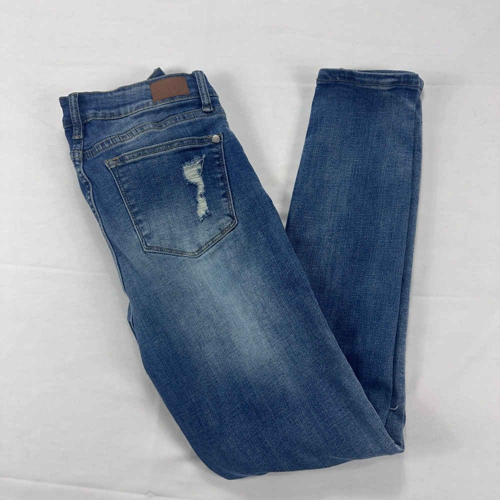 Judy Blue‎ Distressed Patch Skinny Jeans Women's Size 7 28 Stretch Denim